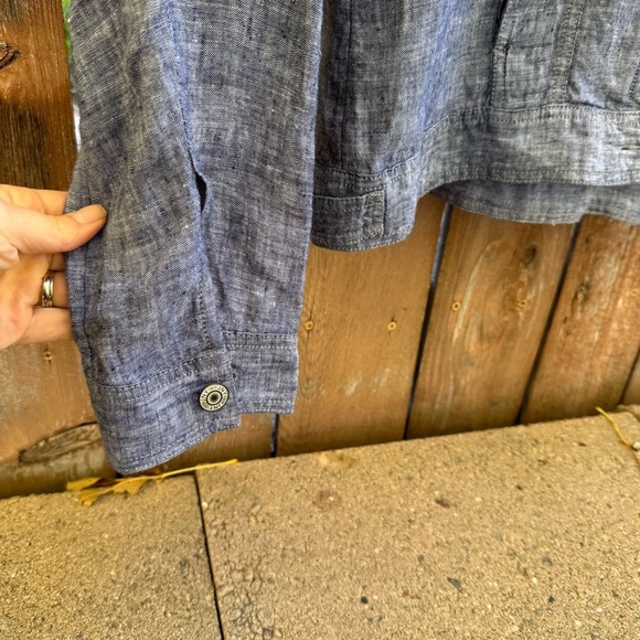 JNY Women's Blue Linen Button Up Jacket Top Size Large - Picture 7 of 12
